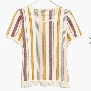 Madewell Blakley Stripe Sweater Tee size M knit retro inspired fringe top